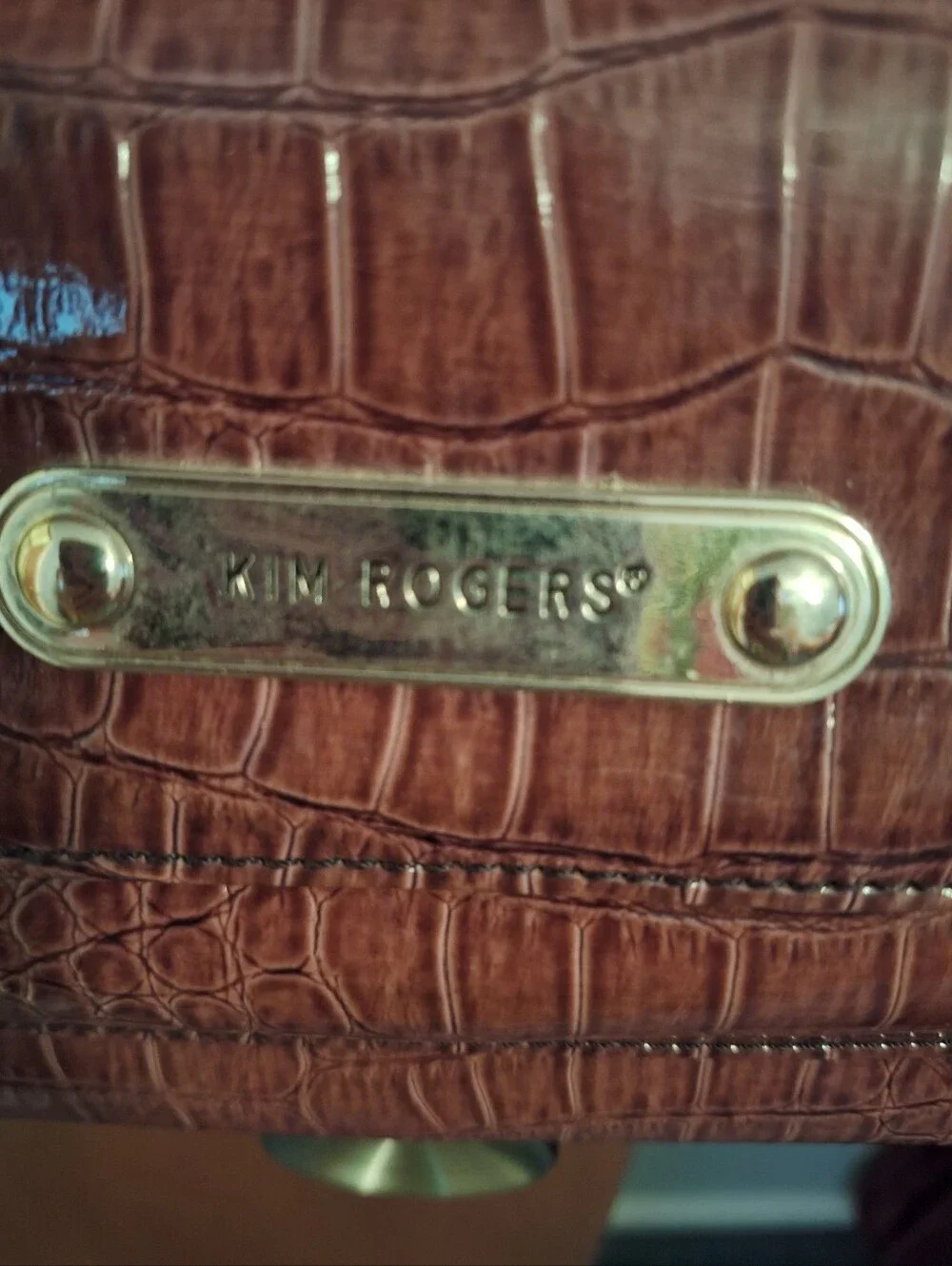 Kim Rogers Brown Croc-Embossed Crossbody Bag No Rips, Stains Or Tears